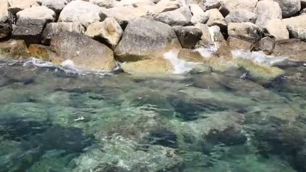 Sahil kayalar Önden Görünüm — Stok video