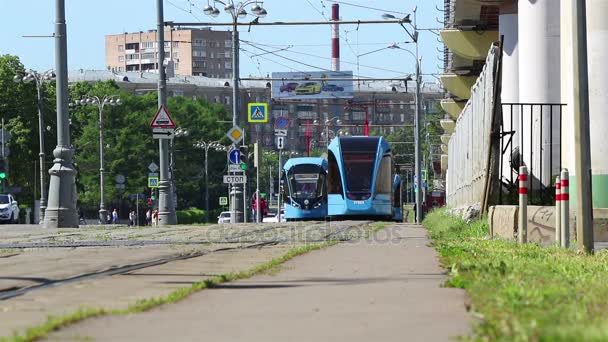 Niebieskie Tramwaje w Moskwie — Wideo stockowe