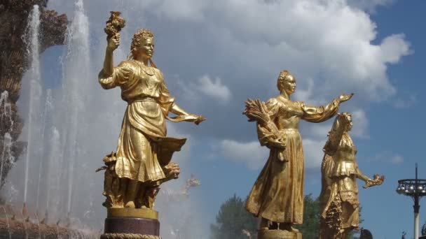 Statue fontana di Mosca — Video Stock