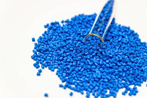 Polymeric dye. Colorant for plastics. Pigment in the granules. — Stock Photo, Image