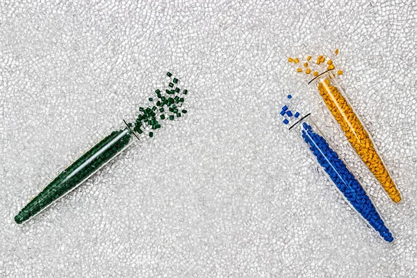 Polymeric dye. Colorant for plastics. Pigment in the granules. — Stock Photo, Image