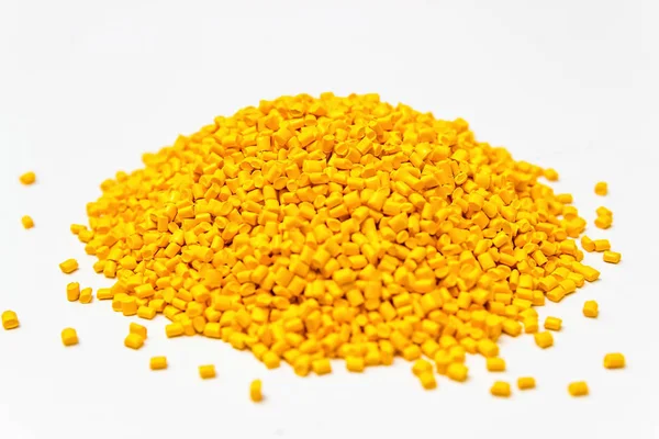 Polymeric dye. Plastic pellets. Pigment in the granules. — Stock Photo, Image