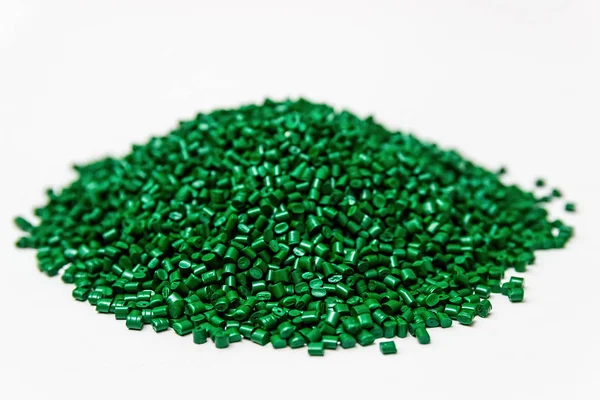 Polymeric dye. Plastic pellets. Pigment in the granules. — Stock Photo, Image