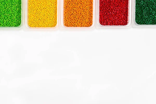 Polymeric dye. Colorant for plastics. Pigment in the granules. — Stock Photo, Image