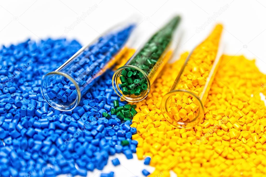 Polymeric dye. Colorant for plastics. Pigment in the granules.