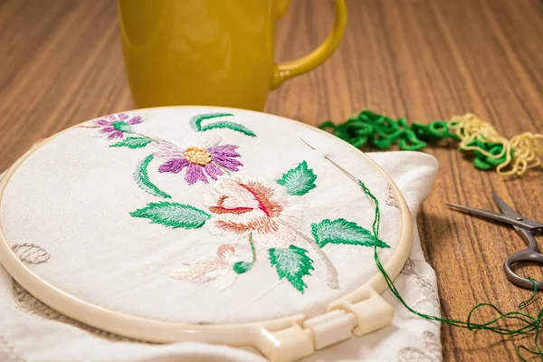 Embroidery. Sewing accessories. — Stock Photo, Image
