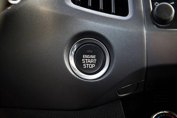 Engine start stop button. Car dashboard. — Stock Photo, Image