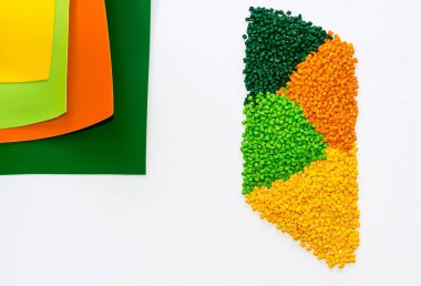 Polimer boya. Plastik granül. Renklendirici tanecikler için.