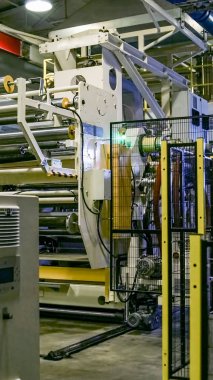 Fabrika içi. Endüstriyel Bina iç. Plastik film üretim için bitki.