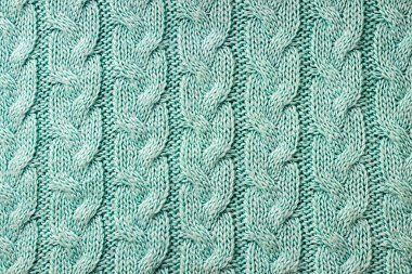 Turkuaz örme arka plan. Örme doku. Knitt örneği