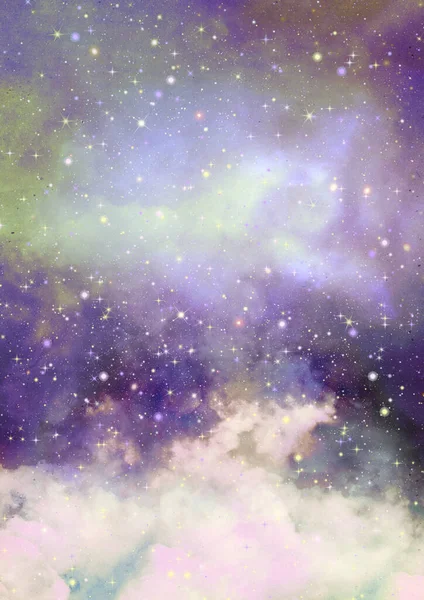 Neón Resplandor Espacio Cósmico Galaxia Con Polvo Estrellas Noche Estrellada —  Fotos de Stock