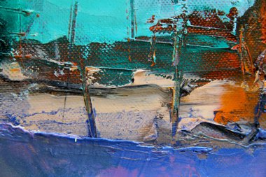 Çadır fırçasında yağlı boya renkli fırça darbeleri