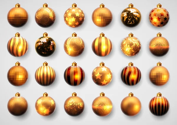 Набор золотых рождественских шаров — стоковый вектор