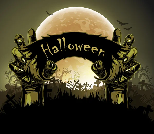 Fondo de Halloween con mano — Vector de stock