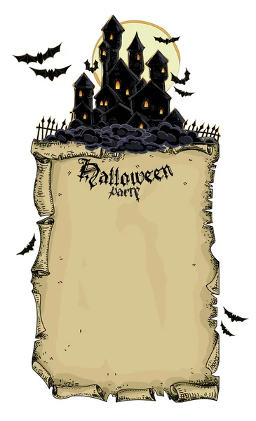 Fondo de Halloween con castillo — Archivo Imágenes Vectoriales