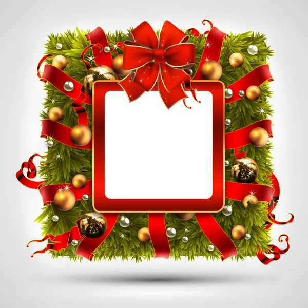 Vánoční věnec ve tvaru čtverce — Stockový vektor