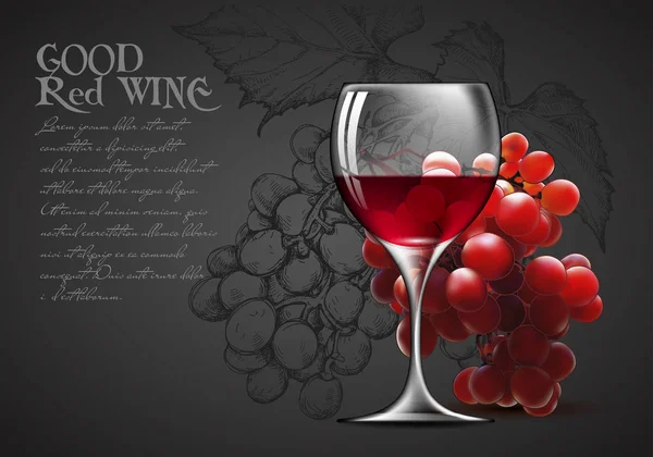 Transparent glass of wine — Stock Vector