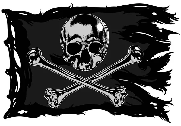 Pirate flag with a skull — Stock Vector
