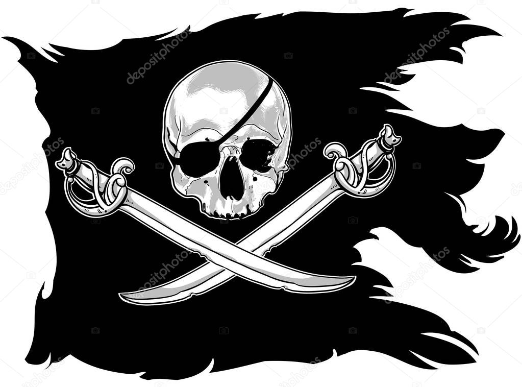 Pirate flag with a skull