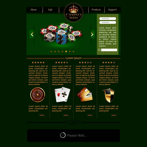 Plantilla de sitio web para casino — Archivo Imágenes Vectoriales