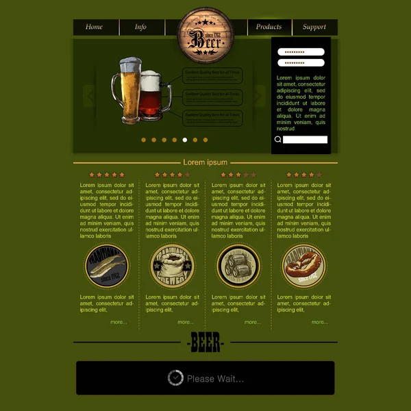Web site template with beer — Stock Vector