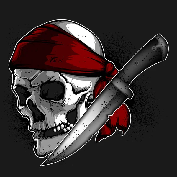 Skull of a pirate and knife — Stock Vector