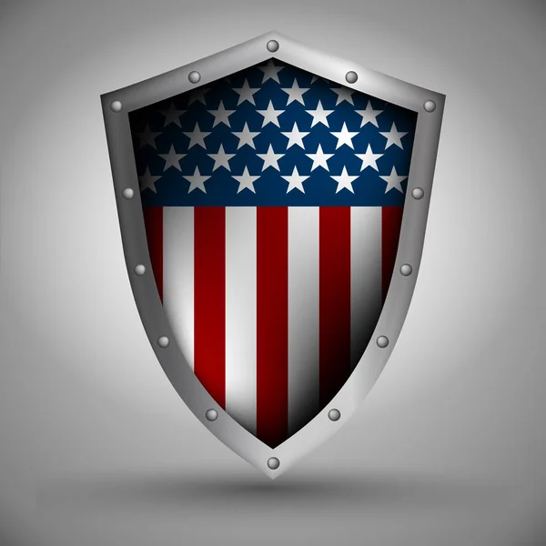 Shield with the American flag — Stock Vector