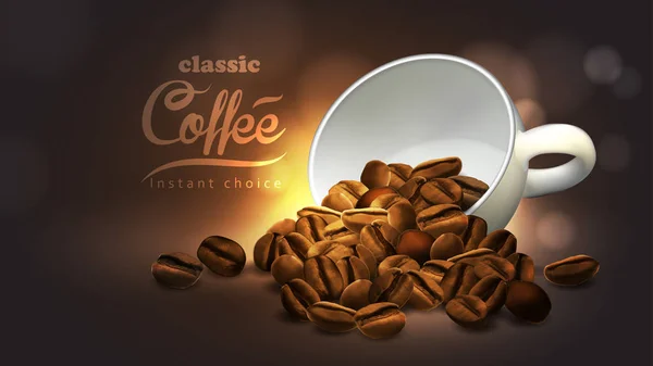 Design de publicidade de café, ilustração realista detalhada alta — Vetor de Stock