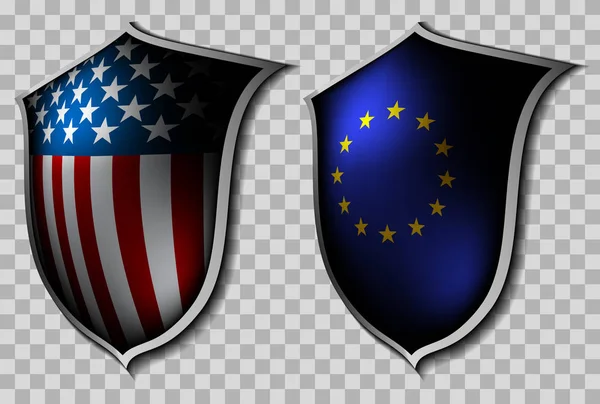 Two shields with flags — Stock Vector