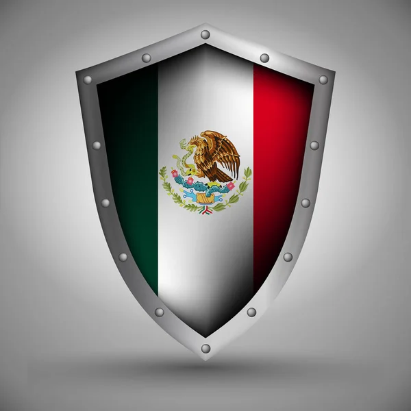Bouclier avec le drapeau du Mexique — Image vectorielle