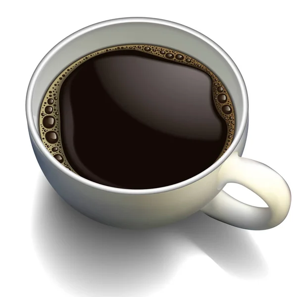 Белый фарфор чашку кофе с пеной на белом фоне. H — стоковый вектор