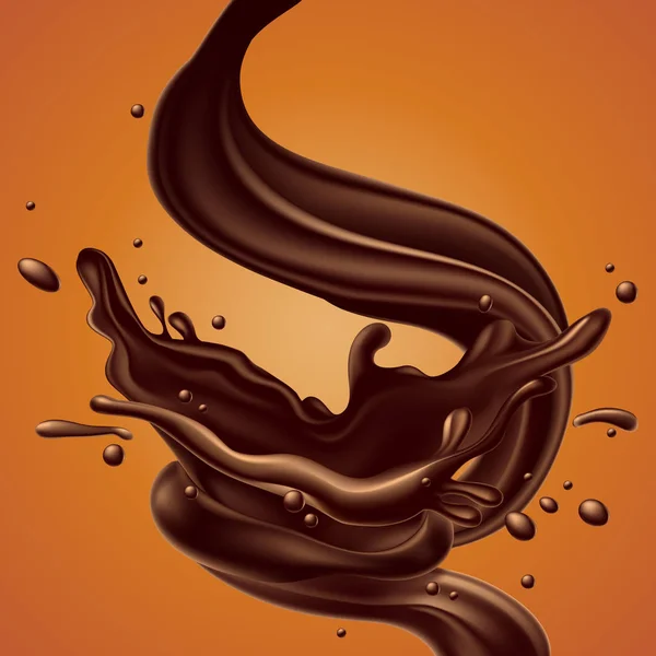 चॉकलेट स्प्लॅश, उच्च तपशीलवार रिअलिस्टसह गोषवारा पार्श्वभूमी — स्टॉक व्हेक्टर