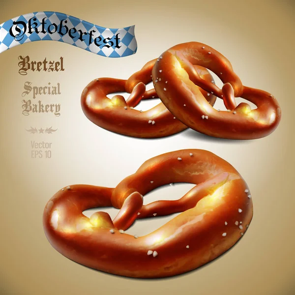 Anuncio de pretzels tradicionales para la cerveza Otoberfest fe — Vector de stock