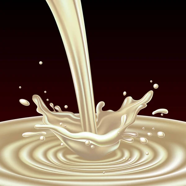 Süt sıçrama, yüksek gerçekçi resimde ayrıntılı. — Stok Vektör