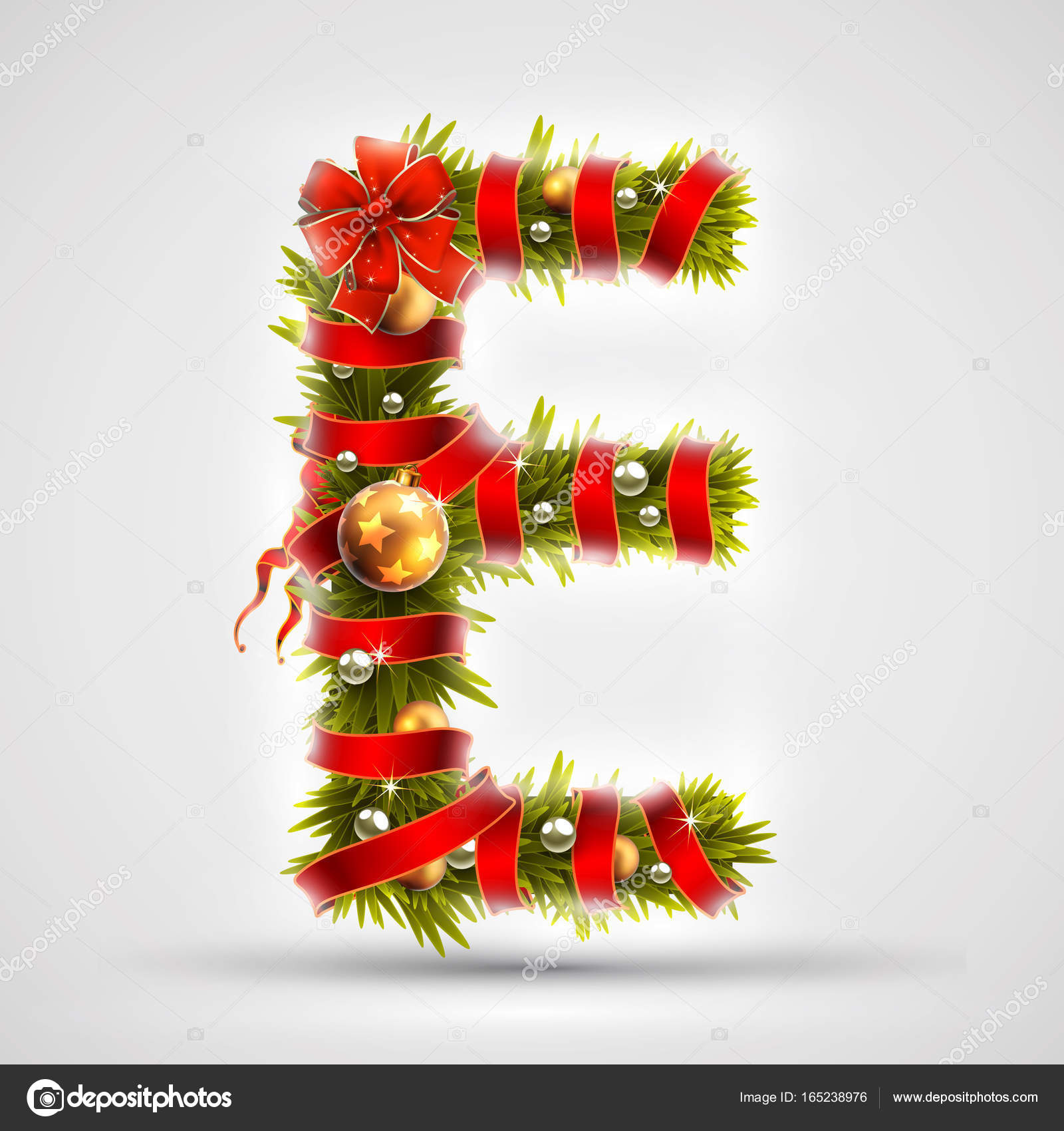 Christmas font letter b of tree Royalty Free Vector Image