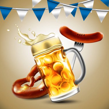 Geleneksel bira festiva için yiyecek ve içecek öğeleri reklam