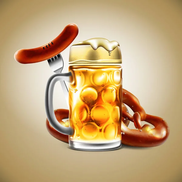 Geleneksel bira festiva için yiyecek ve içecek öğeleri reklam — Stok Vektör