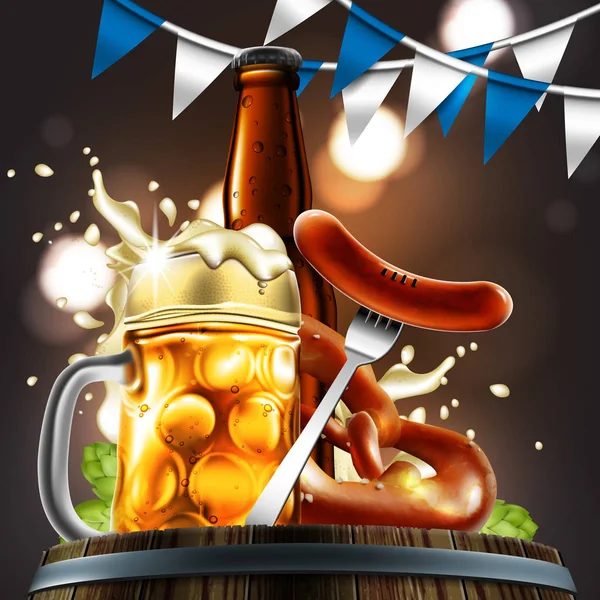Jedzenie i picie elementy reklamowe dla tradycyjnego piwa festiva — Wektor stockowy