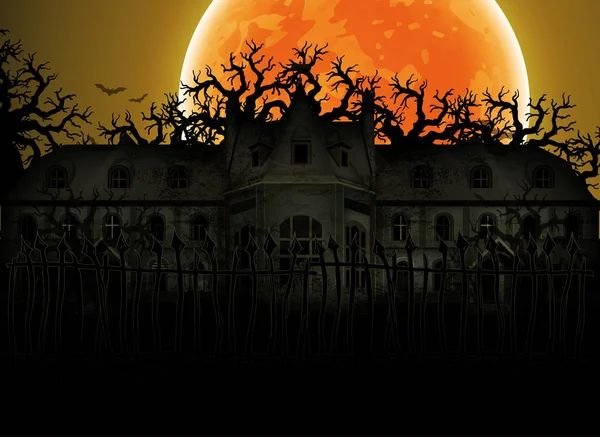 Fondo de Halloween con una luna grande — Archivo Imágenes Vectoriales