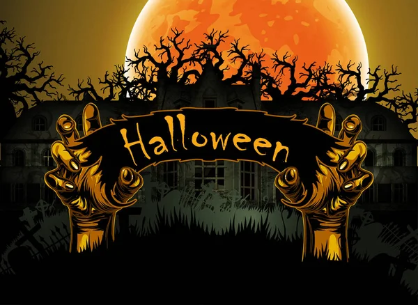 Halloween sfondo con mano — Vettoriale Stock