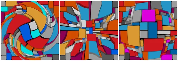 Composizione astratta multicolore di elementi tridimensionali. H — Vettoriale Stock