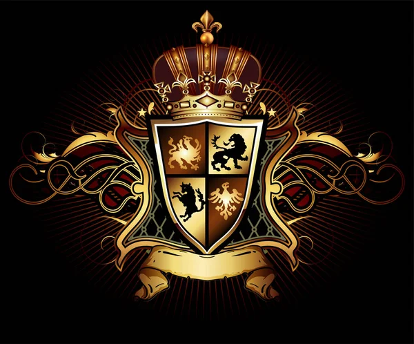 Okrasné heraldický štít. Velmi realistické ilustrace. — Stockový vektor
