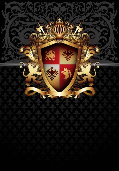 Decoratieve heraldische schild. Zeer realistische afbeelding. — Stockvector