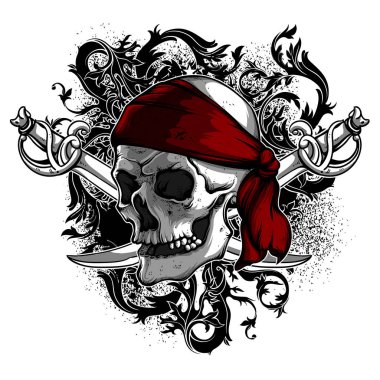 decorative art background with skull, , high detailed realistic  clipart
