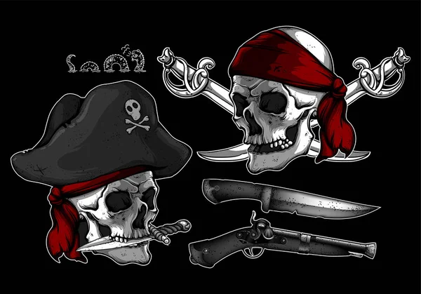 Conjunto de elementos piratas — Vector de stock