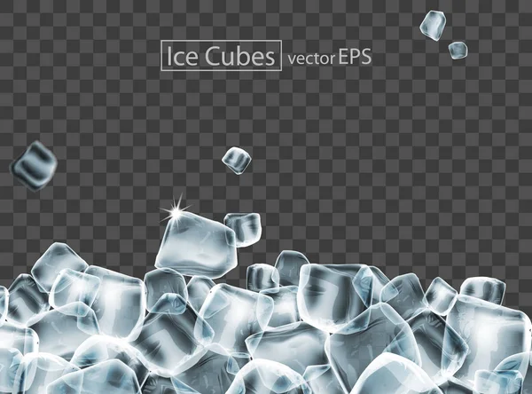 Cubes de glace avec l'effet de transparence. Très réaliste i — Image vectorielle