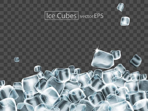 Cubes de glace avec l'effet de transparence. Très réaliste i — Image vectorielle
