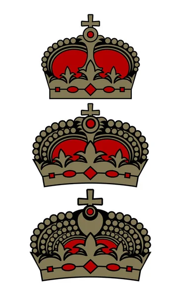 A set of three  imperial crowns of different shapes. Freehand dr — ストックベクタ