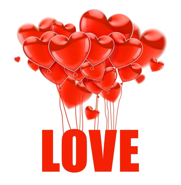 Feliz Dia dos Namorados. Red voando balões brilhantes realistas. Ve — Vetor de Stock