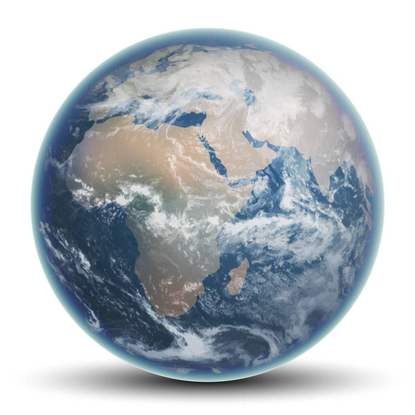Синяя планета Земля с континентами и океанами. Весьма реалистичная иллюстрация
.